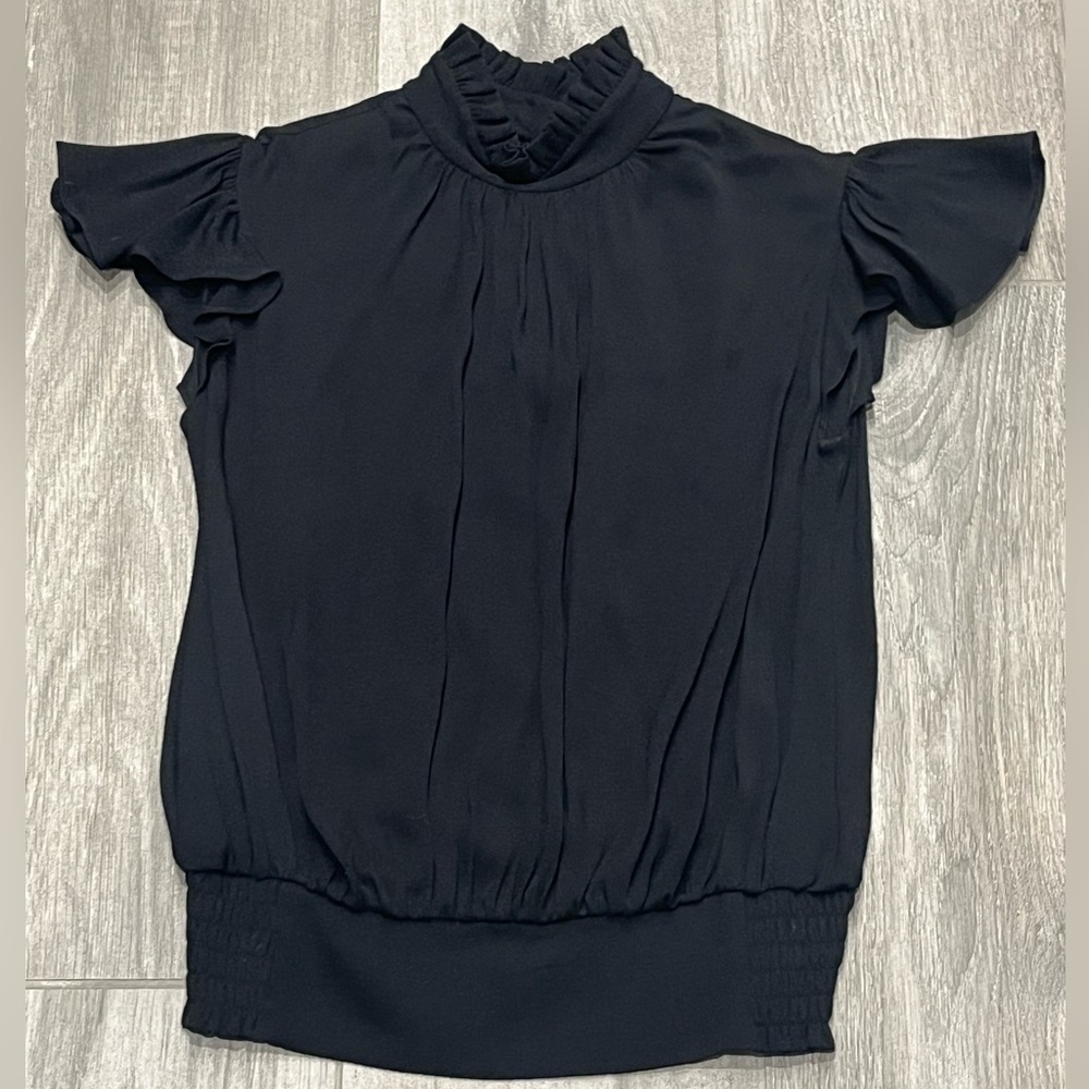 FRAME black ruffle short sleeve top-XS